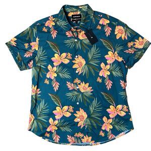 Bonobos Button Down Mens XL Green Floral Sunset Colorful Resortwear Beach Cotton